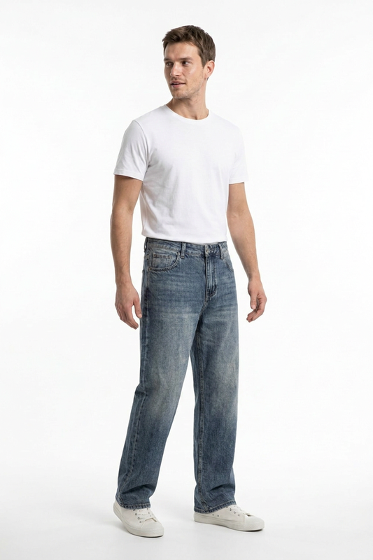 Men's Vintage Wash Relaxed Straight Leg Jeans