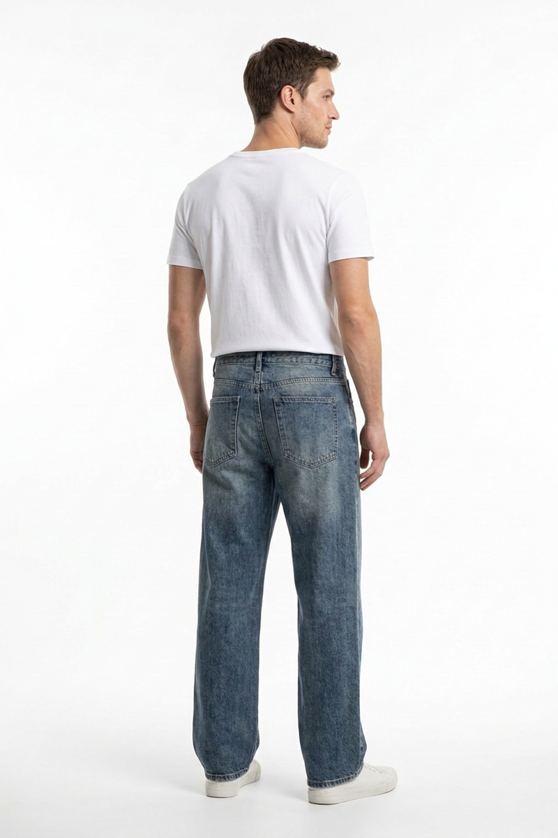 Men's Vintage Wash Relaxed Straight Leg Jeans