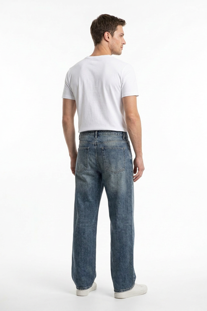 Men's Vintage Wash Relaxed Straight Leg Jeans