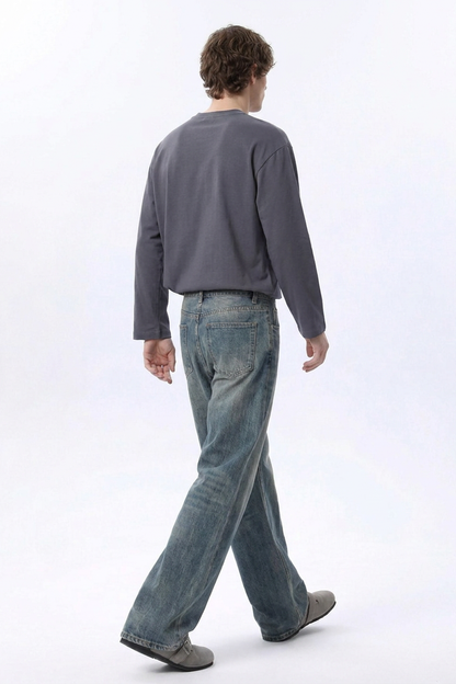 Men's Dirty Washed Relaxed Straight Leg Jeans