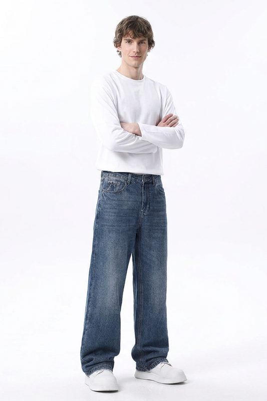 Men's Classic Washed Relaxed Straight Leg Jeans