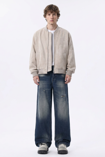 Men's Distressed Ripped Relaxed Straight Leg Jeans