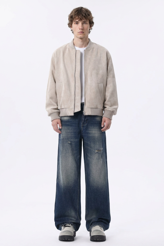 Men's Distressed Ripped Relaxed Straight Leg Jeans