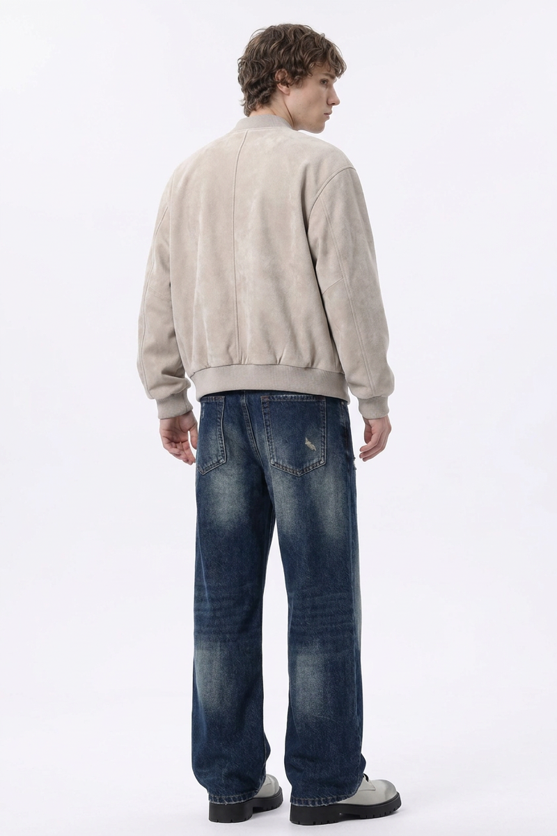 Men's Distressed Ripped Relaxed Straight Leg Jeans
