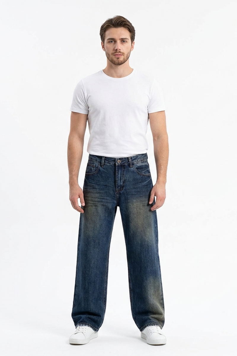 Men's Washed Relaxed Straight Leg Jeans