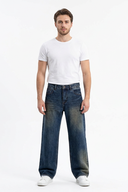 Men's Washed Relaxed Straight Leg Jeans
