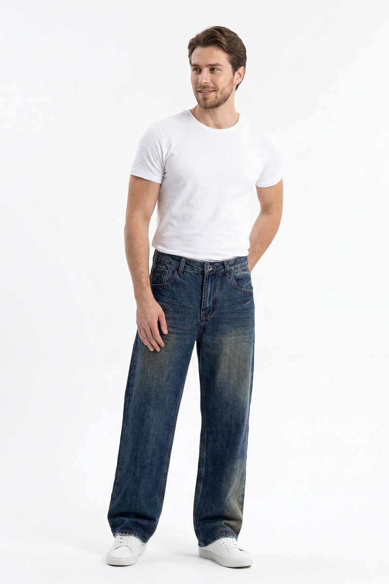 Men's Washed Relaxed Straight Leg Jeans