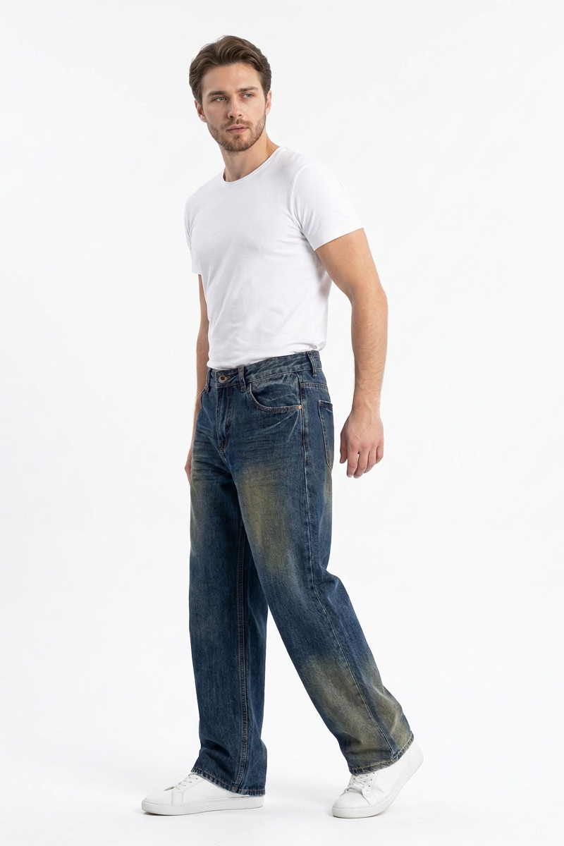 Men's Washed Relaxed Straight Leg Jeans