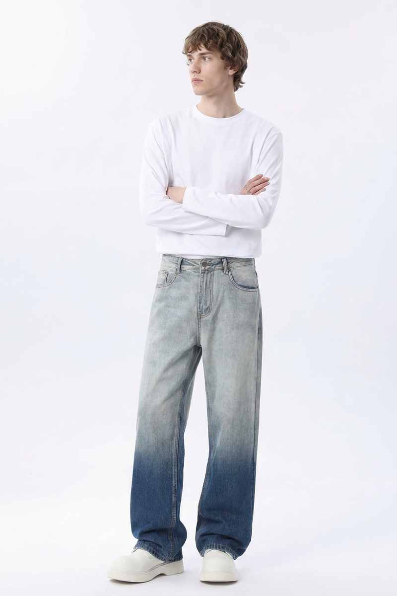 Men's Gradient Wash Relaxed Straight Leg Jeans