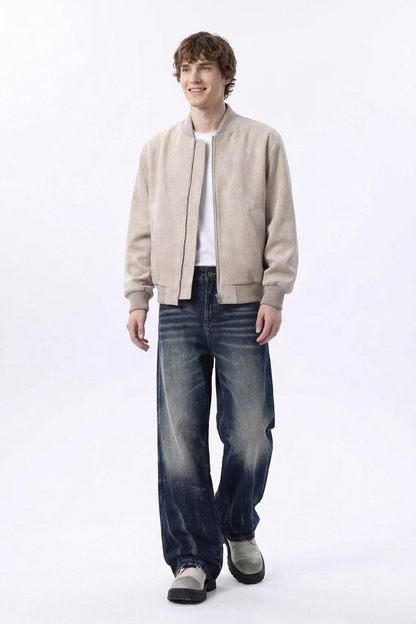 Men's Heavy Wash Straight Leg Jeans