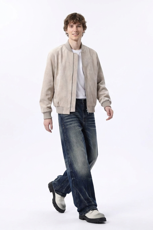 Men's Heavy Wash Straight Leg Jeans