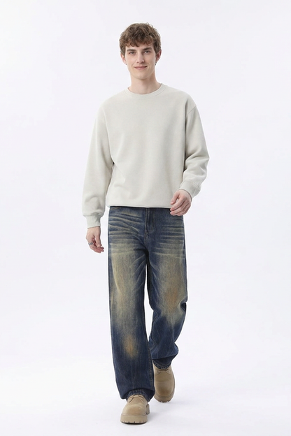 Men's Retro Wash Relaxed Straight Leg Jeans