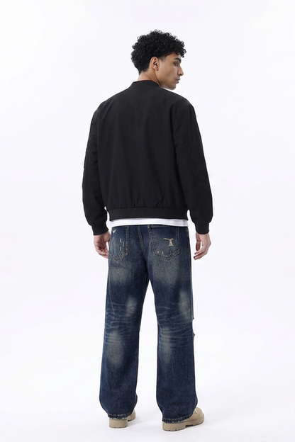 Men's Ripped Wash Straight Leg Jeans