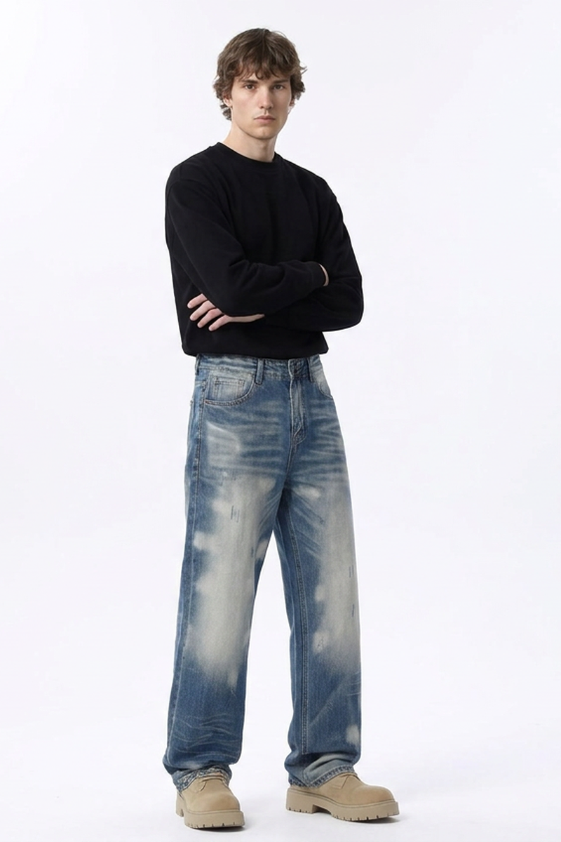 Men's Relaxed Drapey Straight Leg Jeans