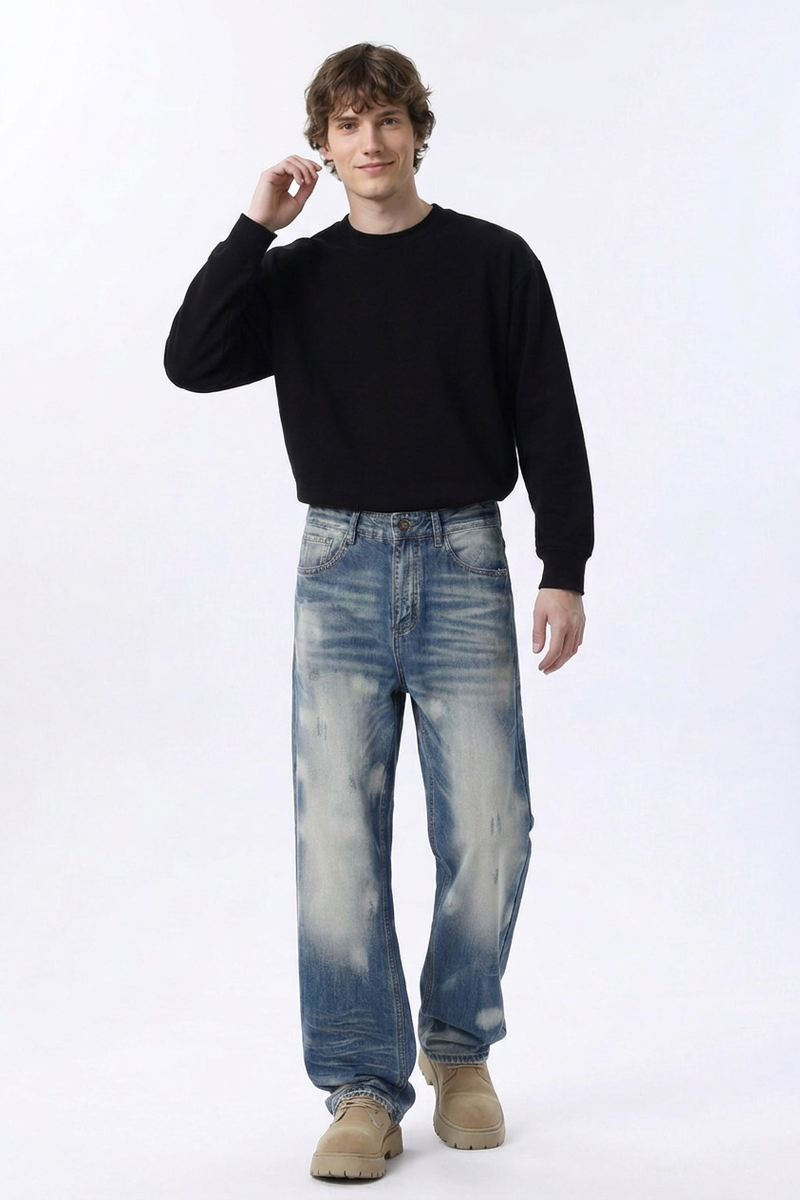 Men's Relaxed Drapey Straight Leg Jeans