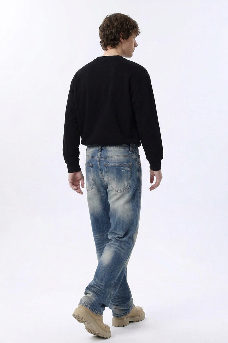 Men's Relaxed Drapey Straight Leg Jeans