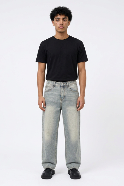 Men's Vintage Wash Loose Wide Leg Jeans