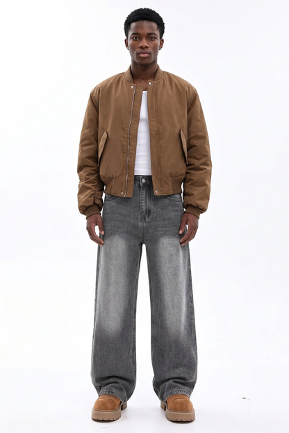 Men's Vintage Wash Loose Wide Leg Jeans