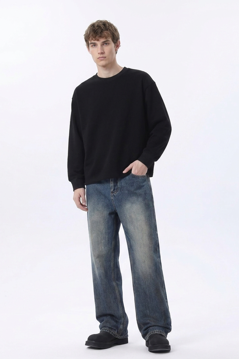 Men's Dirty Wash Relaxed Straight Leg Jeans