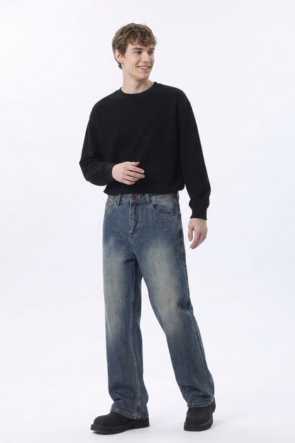Men's Dirty Wash Relaxed Straight Leg Jeans