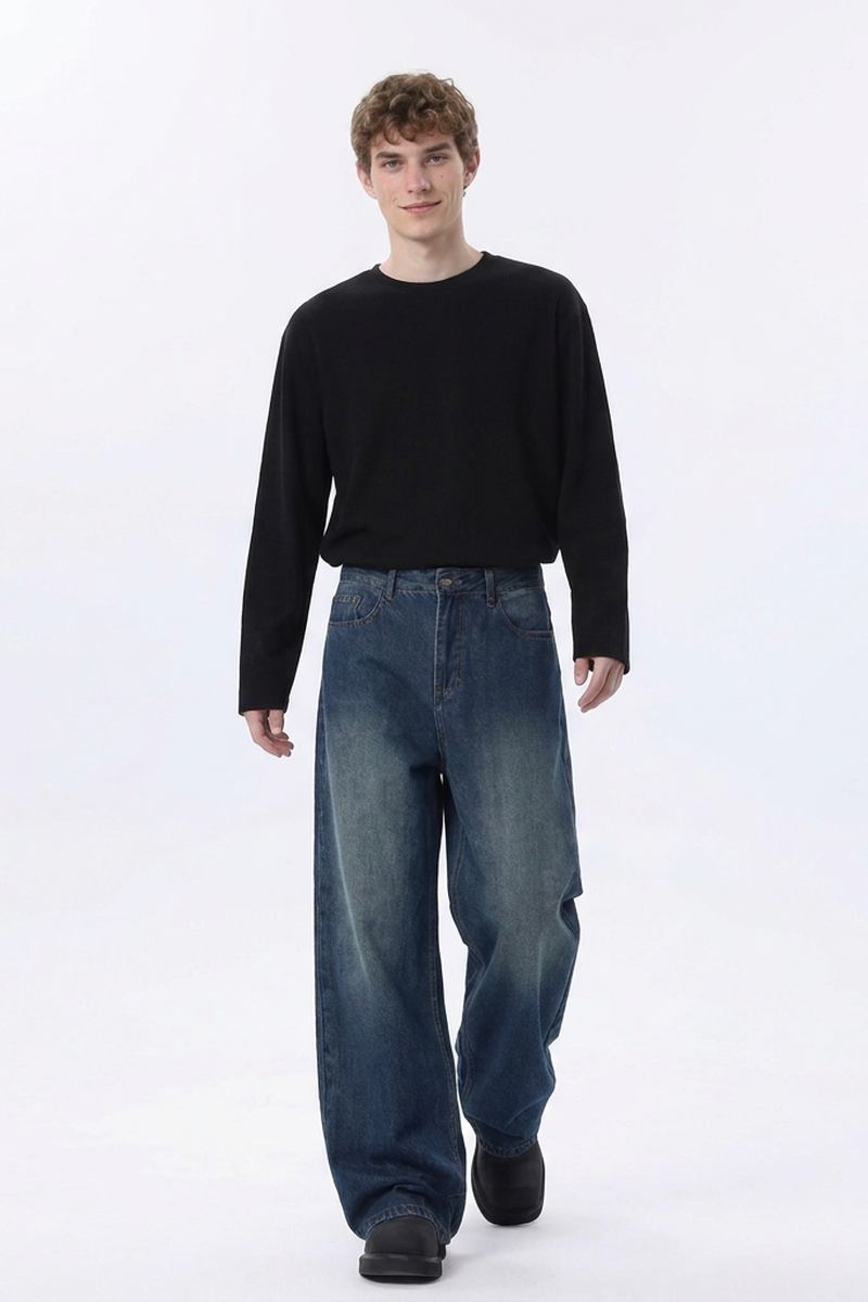 Men's Soft Drape Relaxed Wide Leg Jeans