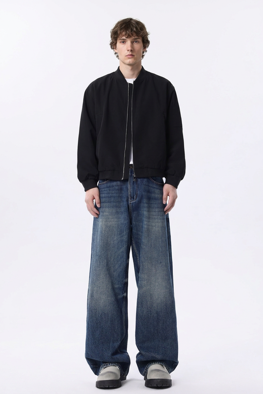 Men's Classic Blue Loose Fit Wide Leg Jeans