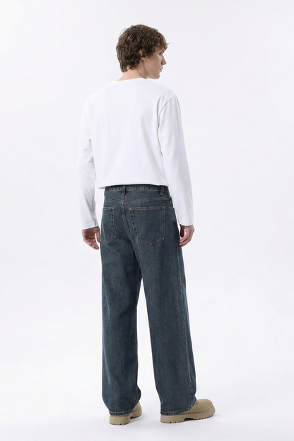 Men's Classic Vintage Wash Wide Leg Jeans