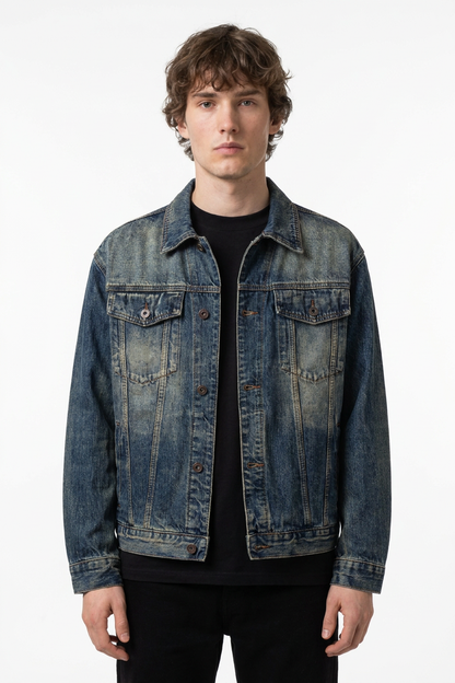 Men's Vintage Dirty Wash Denim Jacket