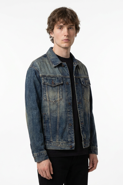 Men's Vintage Dirty Wash Denim Jacket