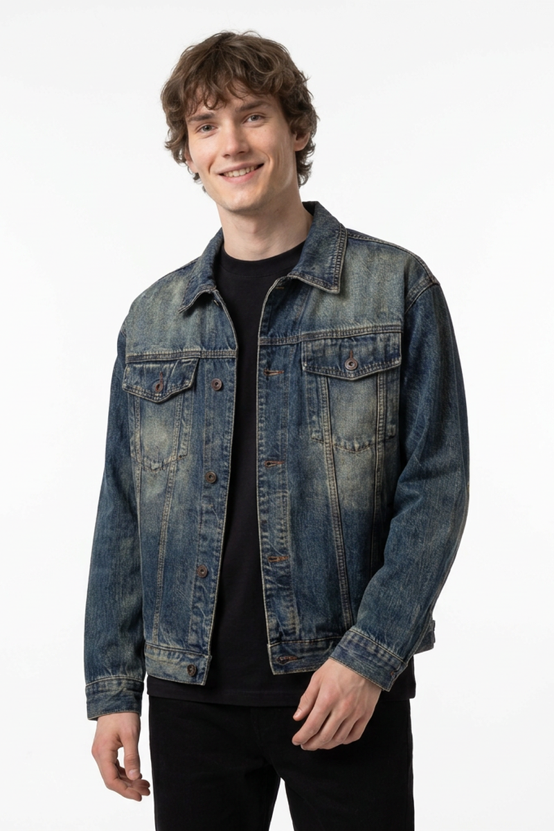 Men's Vintage Dirty Wash Denim Jacket
