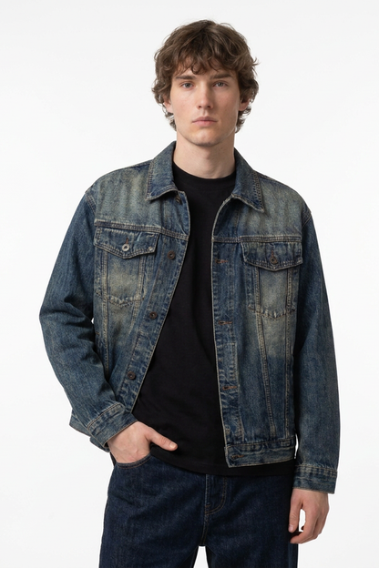 Men's Vintage Dirty Wash Denim Jacket