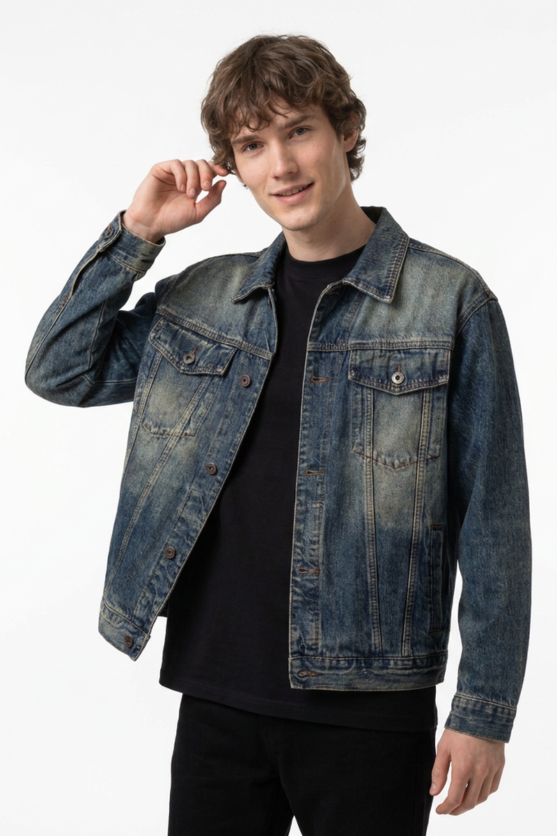 Men's Vintage Dirty Wash Denim Jacket