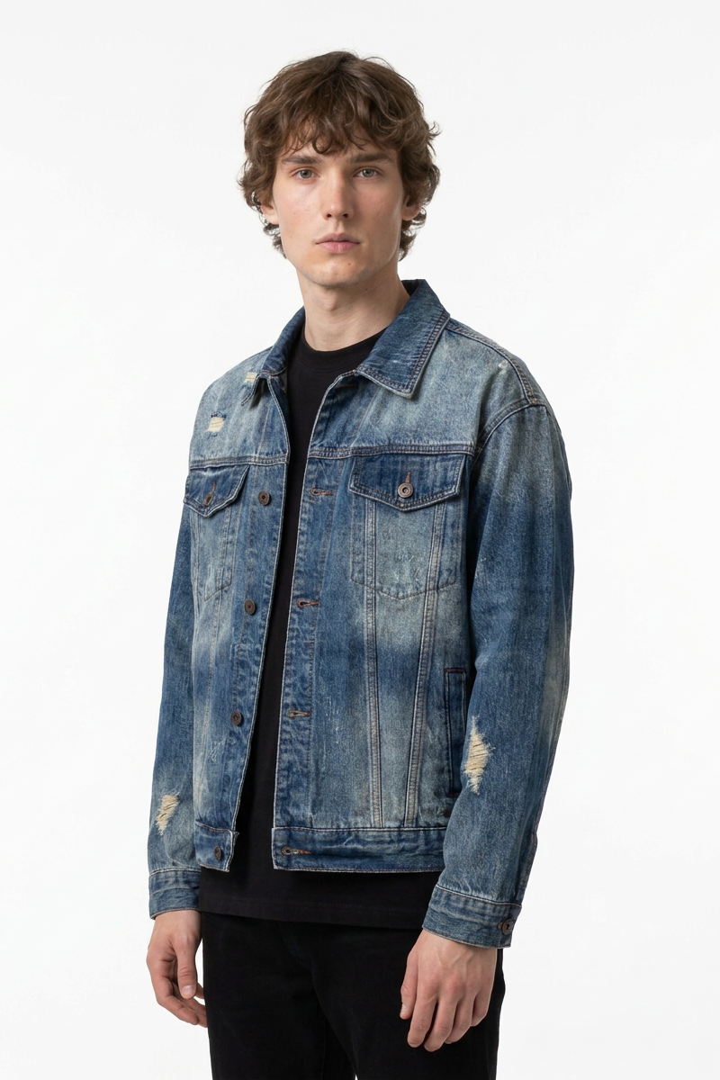 Men's 100% Cotton Vintage Wash Denim Jacket