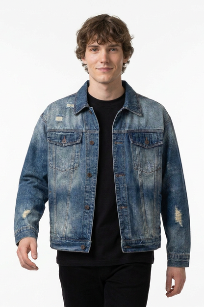 Men's 100% Cotton Vintage Wash Denim Jacket