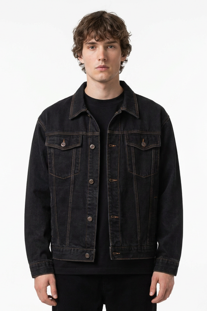 Men's Raw Black Gentle Wash Denim Jacket