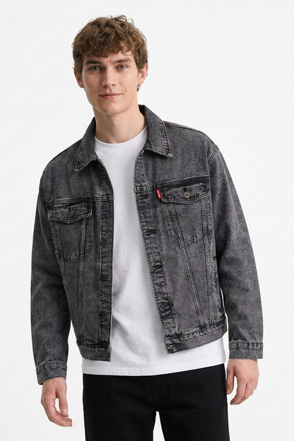 Men's Classic Black Grey Denim Jacket