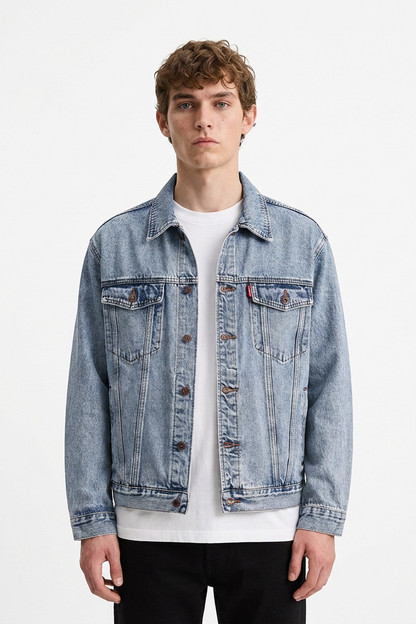 Men’s Vintage Bleach Wash Denim Jacket