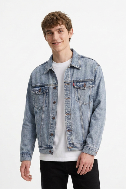 Men’s Vintage Bleach Wash Denim Jacket