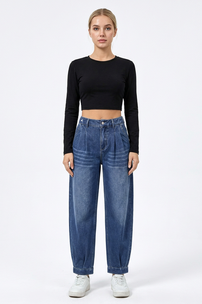 Women's High-Waisted Relaxed Tapered Jeans