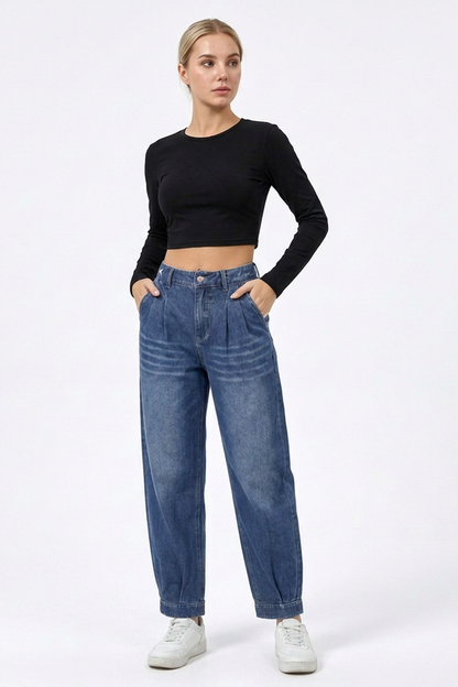 Women's High-Waisted Relaxed Tapered Jeans