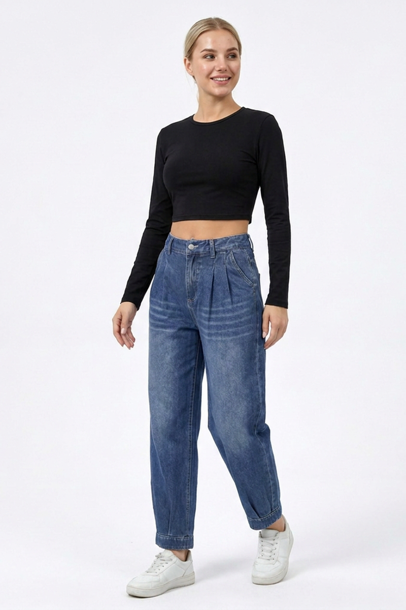 Women's High-Waisted Relaxed Tapered Jeans