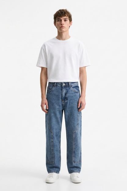 Men's Vintage Blue Straight-Leg Denim Jeans
