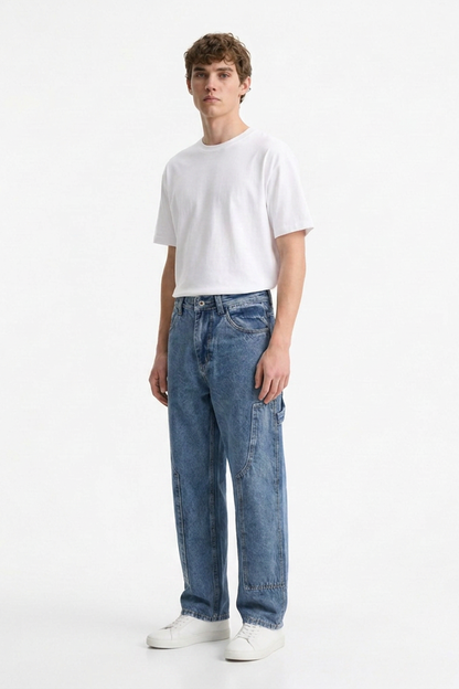Men's Vintage Blue Straight-Leg Denim Jeans