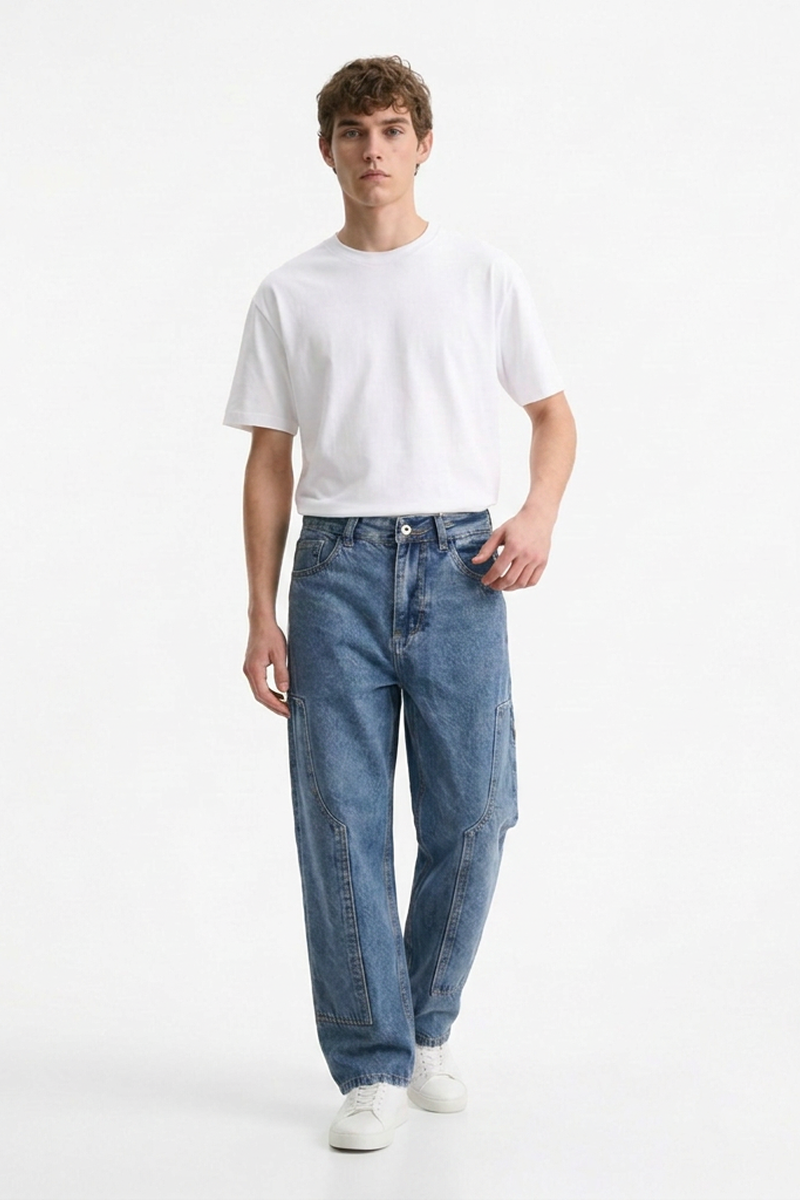 Men's Vintage Blue Straight-Leg Denim Jeans