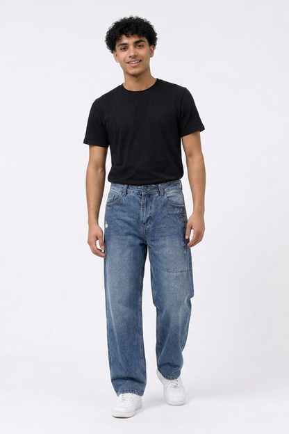 Men's Loose Straight-Leg Denim Jeans