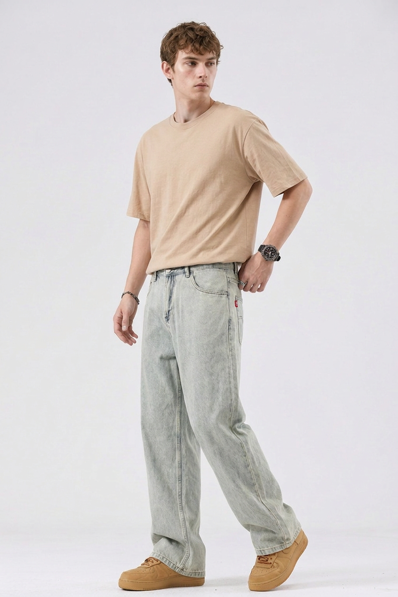 Men's Vintage Relaxed Fit Wide-Leg Jeans