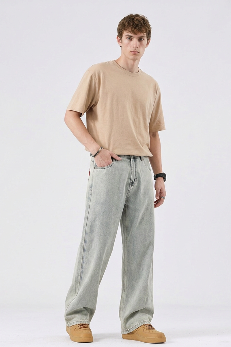 Men's Vintage Relaxed Fit Wide-Leg Jeans