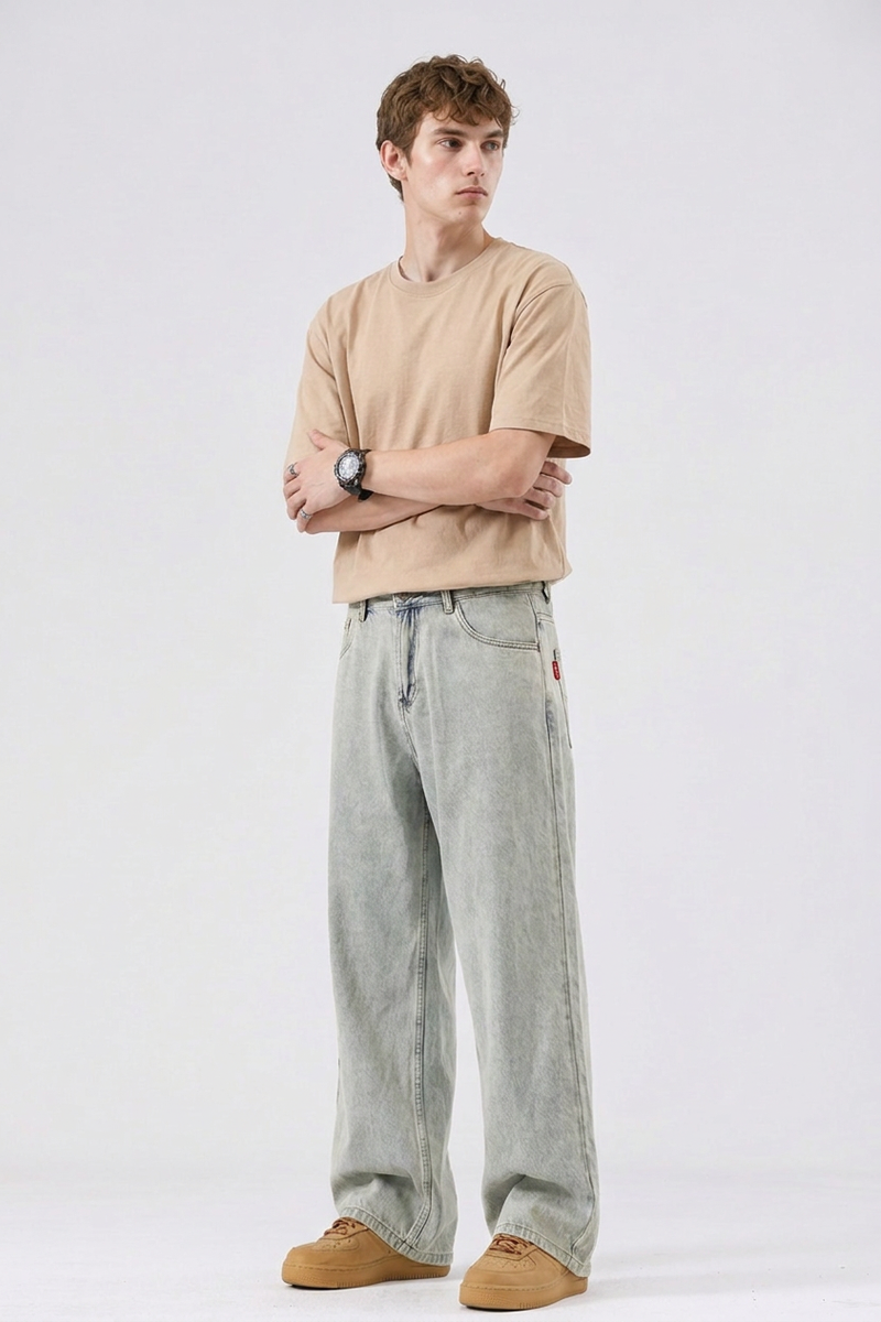 Men's Vintage Relaxed Fit Wide-Leg Jeans