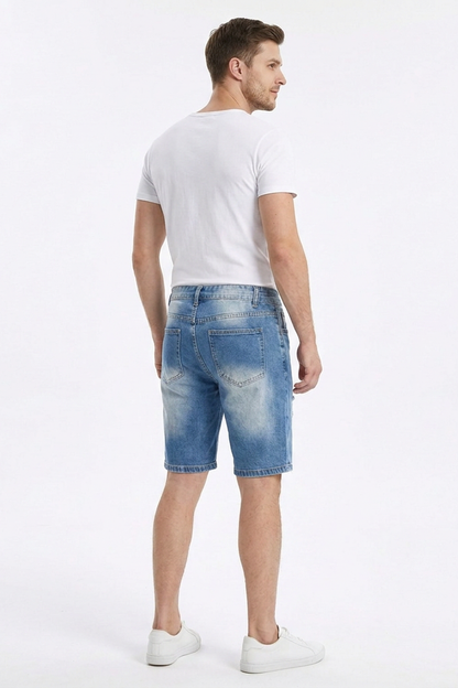 Men's Blue Ripped Denim Shorts
