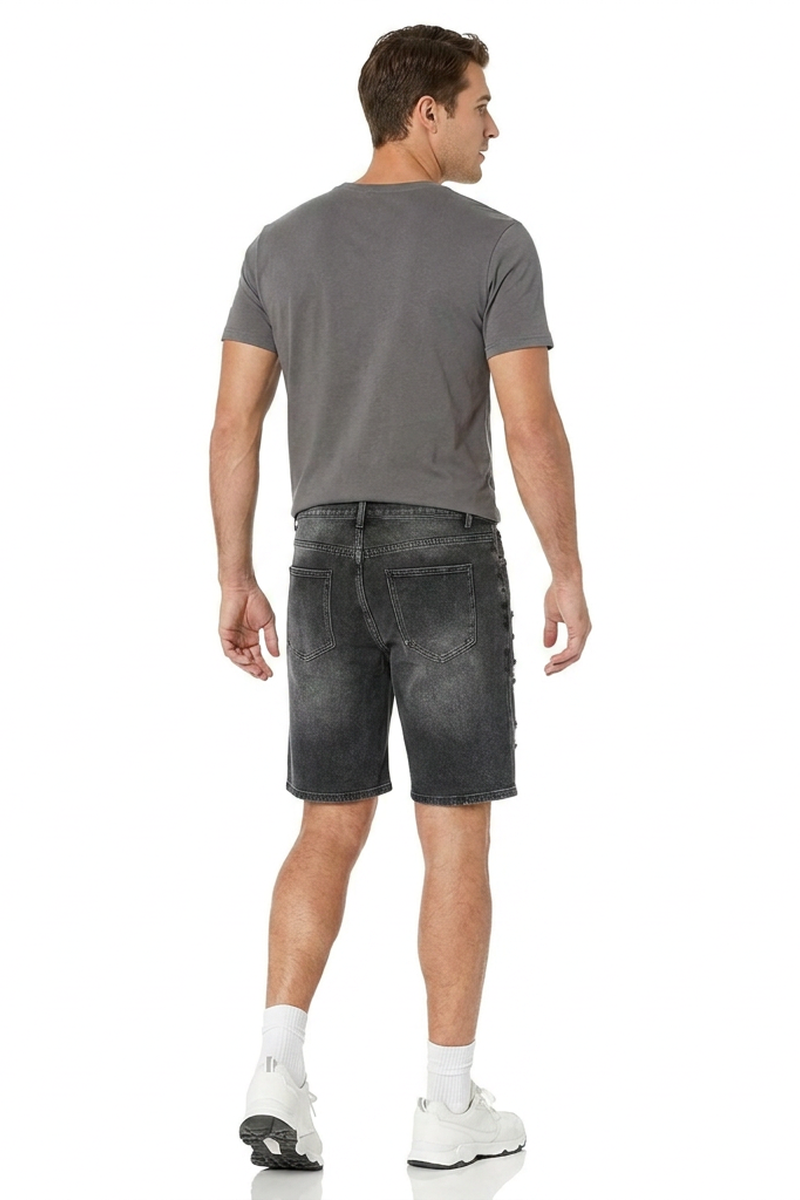 Men's Vintage Black Distressed Ripped Denim Shorts